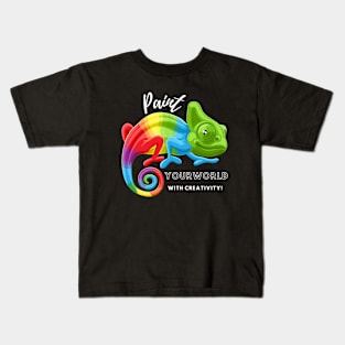 Paint Your World with Creativity Chameleon Kids T-Shirt